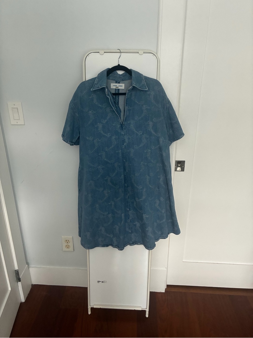 Denim-Blue Short-Sleeve Denim Polo Shirt Dress - Samsoe Samsoe